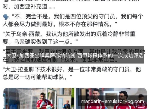 大卫·加西亚坐镇奥萨苏纳防线 西甲球探体系的一次成功筛选